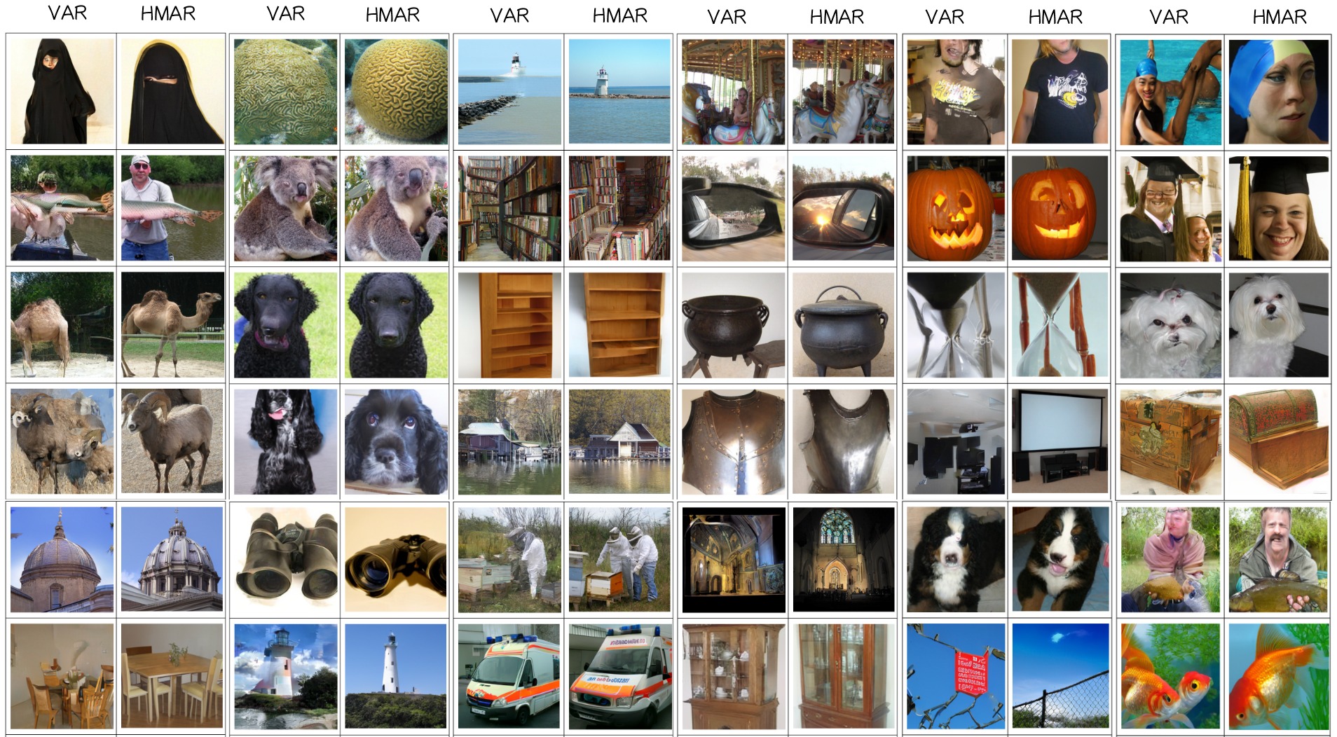 Visual comparisons between HMAR and VAR