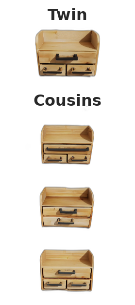 Digital twin and cousins of the wooden drawer organizer