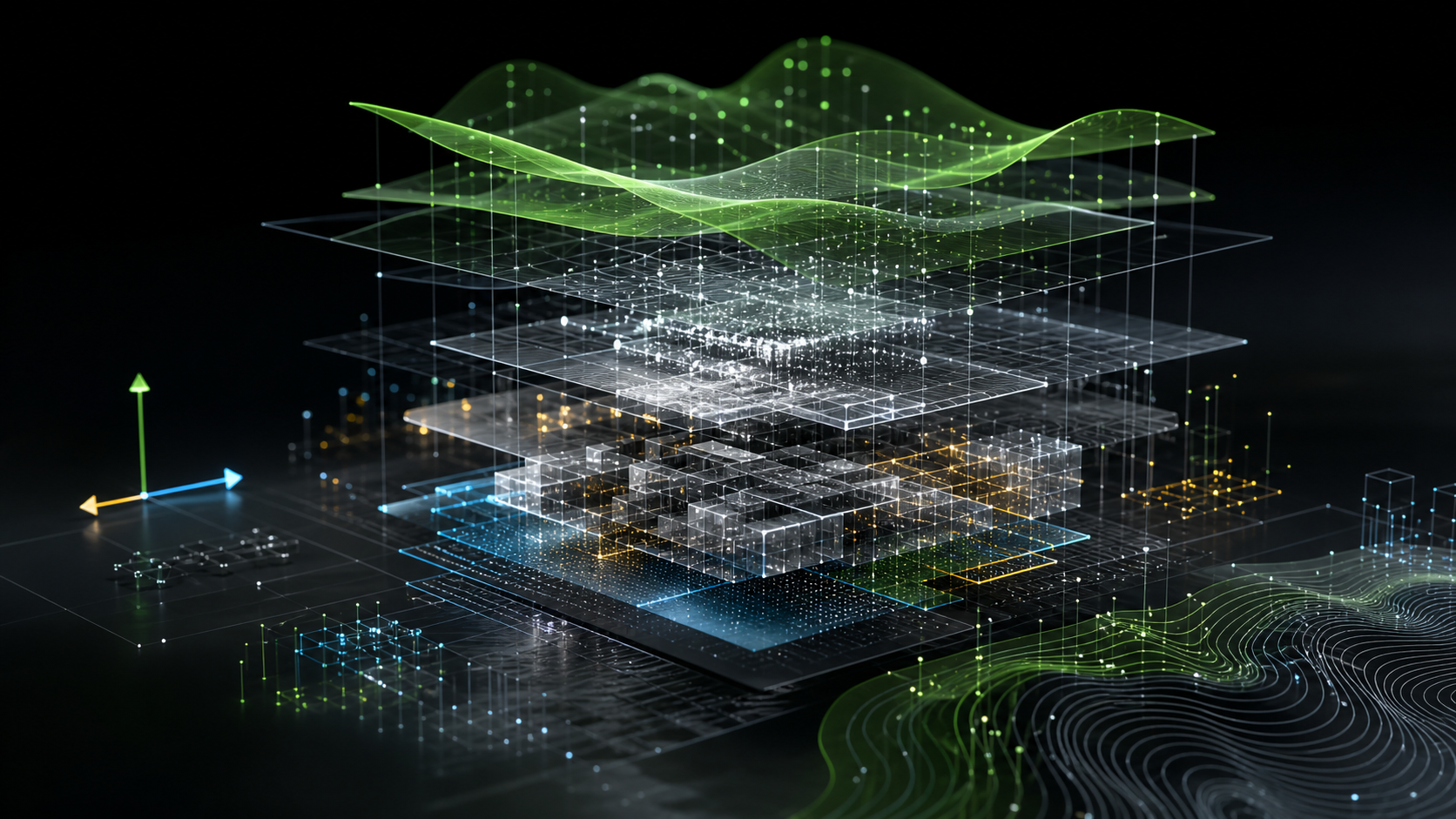 Abstract layered spatial research visualization for the HiGS project
